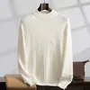 Nuevo Suéter Casual de Punto Grueso Jacquard Mate de Cachemira para Hombre, Manga Larga, Ajuste Holgado, para Otoño e Invierno