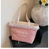 Bolsa Tote Jeans com Renda Estilo Girly Coreano 2025 Nova Bolsa de Ombro em Lona Design de Nicho Bolsa Feminina para o Dia a Dia