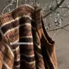 Suéter Retrô Americano Color Block com Listras Gola Redonda para Homens e Mulheres Outono Tendência Marca Cardigan Preguiçoso Solto Modelagem Relaxada Peça de Roupa Externa