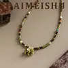 Colar Retro Exquisito com Pingente de Elefante em Óleo Drip, Estilo Chinês Novo para Mulheres, Corrente para Clavícula com Contas de Luxo Leve de Nicho