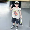 Traje de Verano Coreano sin Mangas para Niños 2026 Nuevo Chaleco Fresco y Elegante Conjunto Casual de Verano para Niños Pantalones Cortos Finos para Niños