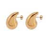 Aretes Colgantes de Venta Caliente Transfronteriza Acero Inoxidable Finamente Pulido Aretes Huecos Acero Titanio Chapado en Oro de 18K Hebilla para la Oreja Joyería para la Oreja