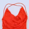 Para Comercio Exterior Transfronterizo Europeo y Americano Ropa de Mujer Aliexpress Más Vendido Verano Sexy Seda de Hielo Imitación de Seda Vestido Rojo de Lunares