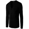 Suéter de Punto para Hombre, Nuevo Cardigan de Punto Casual de Color Sólido para Primavera y Otoño, Suéter de Manga Larga con Cuello en V, Stock Listo Transfronterizo para Hombre