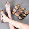 Sandalias para Ropa de Verano para Mujer, Sandalias Casuales de Suela Gruesa para Mujer, Sandalias Versátiles Antideslizantes de Suela Suave con Tira Única y Tacón de Cuña para Personas de Mediana Edad y Mayores
