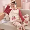 Chegada Nova Primavera e Outono 2024 Pijamas Femininos Manga Longa Algodão Solto plus size Casual Manga Longa Roupas de Casa Conjunto Feminino