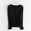 [Relajación] Ropa de Seda a Cuadros Nutritiva para la Piel, Camiseta Básica Fácil de Cuidar para Mujer, Capa Interior Elástica, Top de Punto Ligeramente Holgado