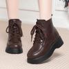 Botas de Inverno Versáteis Dropshipping Sola Plataforma Botas de Algodão Sola Grossa Botas Martin Sapatos Mãe Femininos Botas Curtas Quentes com Forro de Lã