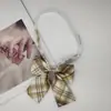 Plaid a Rayas Retro Marrón Corbata de Lazo Perezoso Estilo Japonés Color Café Corbata de Lazo para Uniforme Académico de Mujer Estilo Universitario para Hombre de Moda