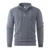 Suéter de Punto Trenzado con Media Cremallera para Hombre, Nuevo Otoño e Invierno, Prendas de Punto Juveniles Casuales, Capa Base