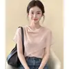 Camisa Rosa Francesa con Cuello Drapeado de Manga Corta para Mujer 2026 Nuevo Diseño de Verano Top con Temperamento Súper Atractivo