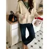 3ª Mañana Moda Cardigan de Punto con Capucha Empalme a Cuadros Diseño de Doble Cremallera Zy3629