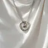 Colar de Anel Duplo com Palavras Verdadeiras de Seis Caracteres para Homem Estilo Frio Moderno Corrente para Clavícula Pingente de Anel Vazado Imitação de Prata Tailandesa Retrô