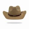 Sombrero de playa para exteriores, resistente al sol, con ala ancha, con accesorios de hojas, sombrero de paja rizado, sombrero de copa Panamá europeo y americano.