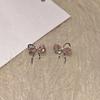 Pendientes de lazo de polvo de circonio para mujer, estilo dulce y moderno, accesorios de estilo extranjero, nicho ligero, temperamento de lujo, accesorios para las orejas de viajero, venta al por mayor