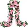 Enredaderas de Rosas Artificiales, Flores Falsas, Enredaderas Decorativas para Tubos de Aire Acondicionado de Sala de Estar, Decoración de Sistema de Calefacción, Enredaderas de Flores Artificiales de Seda de Plástico