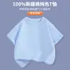 Camisetas Infantis de Manga Curta, Tops Brancos de Verão para Meninas e Meninos, Camisetas Finas de Algodão Puro com Meia Manga, Roupas de Verão para Compra em Grupo de Estudantes