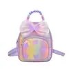 Mochila Pequena de Menina Borboleta com Glitter Arco-Íris Bolsa de Mão Fofa com Contas Mochila para Crianças Pequenas Bolsa de Viagem Infantil Princesa