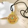 Colgante Brújula de Ocho Tesoros de Loto Redondo, Estilo Antiguo Oro Arena Cobre Hueco Chapado en Oro Accesorio Retro Estilo Chino