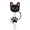 Nueva tapa de pajita de vidrio de 8 mm con diseño de gato, tapa universal para bebida de té con leche, a prueba de polvo