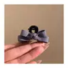 Presilha de Cabelo Pequena Cinza com Laço para Franja de Mulheres Estilo Coreano Retrô High-End