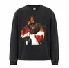 Camiseta de Manga Larga con Estampado Americano Retro MJ Otoño Invierno Nuevo Estilo Exclusivo Transfronterizo Cuello Redondo Sudadera Algodón Puro Peso Pesado Tendencia para Hombres y Mujeres
