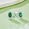 Pendientes de Tachuela de Plata S925 Zhou Hengfu Jewelry Esmeralda Retro Simples Versátiles Pendientes de Lujo Ligero Regalo para Novia H