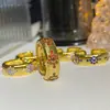 Anel Tesouro Cor Escovada Italiana Novo Vintage Versa Banhado a Ouro Colorido Forte Zircônia Arco-Íris Anel Diário Feminino