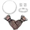 Joias de Moda Retro Europeias e Americanas, Luvas Delicadas de Renda, Conjunto de Quatro Peças de Colar Infantil Cheio de Diamantes e Brilho para Jantar
