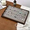 Soporte de Exhibición de Anillos de Madera Maciza Bandeja de Almacenamiento para Pendientes Aretes Pulseras Soporte de Exhibición de Joyería Accesorios de Escritorio