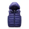 Chaleco de plumón y algodón para niños de otoño e invierno transfronterizo estilo coreano color liso con capucha para niños y niñas, niños medianos y grandes