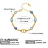 Pulsera de cadena ovalada, colorida, con circonita cúbica, de acero inoxidable con baño de oro de 18 quilates, un juego de joyería versátil y elegante para mujer