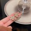 Pendientes de perlas con lazo con incrustaciones de diamantes de imitación de aguja plateada, pendientes personalizados para mujer, pendientes de puesto de moda al por mayor