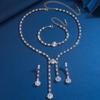 Estilo Japonés y Coreano Simple Gotas de Agua Entrada Lujo Nupcial Zirconia Joyería Cadena Vestido de Boda Accesorios para Cena Collar Aretes Traje
