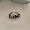 Anillo abierto de esmalte de moda de diseño nicho para niña, anillo retro de alta calidad personalizado negro rosa