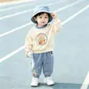 Conjunto de Oso de Dibujos Animados de Otoño para Niños: Sudadera de Cuello Redondo y Pantalones Jogger, Conjunto de Dos Piezas para Niños para Salidas Casuales, Ropa para Bebés