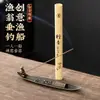Criativo Suporte de Incenso Estilo Chinês com Pescador, Múltiplos Peixes e Suportes de Incenso de Barco para Uso Interno em Casa, Apresentando Incensos de Sândalo de Laoshan e Agarwood