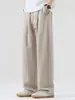 Roupas Masculinas Fengshe / Calças Casuais de Linho Tencel de Verão para Homens, Estilo Americano Soltas Retas Vintage Simples Finas Calças Masculinas