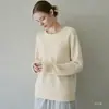 Suéter cálido de lana con cuello redondo, de cachemira y seda de alto peso para mujer, nuevo estilo otoño e invierno, tejido suelto, suave y esponjoso