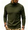 Suéter para hombre, nuevo estilo otoño/invierno, cuello alto europeo y americano, diseños de color liso y a rayas, tejido de punto ajustado, suéter cálido, capa base para hombre