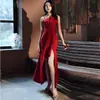 Vestido Strapless Halter con Abertura para Mujer 2026, Elegante Vestido de Noche para Fiesta Anual, Vestido para Brindis de Boda con Dobladillo Asimétrico