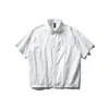 Yidao Vintage 2026 Verão Nova Camisa Desconstruída Cor Sólida Manga Curta Masculina Bainha Elástica Manga Meia Solta