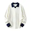 Camisa polo, suéter de punto con cuello en V, suéter de punto trenzado para hombre y pareja, estilo "old money", venta al por mayor transfronteriza de fábrica