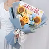 Ramo de girasol de lana tejido para ceremonia de adultos flores tejidas a mano en el examen de ingreso a la universidad recarga de combustible inspirador venta al por mayor