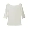 Camiseta top Feiyuan ajustada de manga media para mujer, nueva moda de principios de otoño, versátil, simple, de color liso, camiseta básica