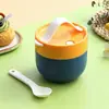 A Lancheira Pode Ser Usada no Micro-ondas, Adequada para Trabalhadores de Escritório, Uso Doméstico e Estudantes. Inclui talheres, colheres e uma caixa de armazenamento para geladeira, feita de material de grau alimentício