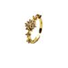 Anel de zircônia micro-cravado anel de amor anel aberto ajustável banho ouro 14k ouro raso anel de sol floco de neve