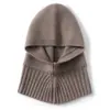 Gorro y calentador de cuello de cachemira engrosados para otoño e invierno, calentador de cuello de cachemira tejido, gorro de una sola pieza, gorro para clima frío, gorro de moda