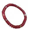 Alternativa a la Ágata Roja del Sur, Pulsera de Abalorios Estilo Vintage de Corte Recto, Pulsera Rojo Caqui, Pulsera de Abalorios Redondos de Jade Similar al Cuarzo, Cuentas de Ábaco