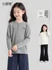 Little Fete Ropa Interior para Niños Invierno Nuevo Estilo Camiseta de Manga Larga con Cuello Henley para Niños Medianos y Mayores Bordado de Cachorro Top para Niñas